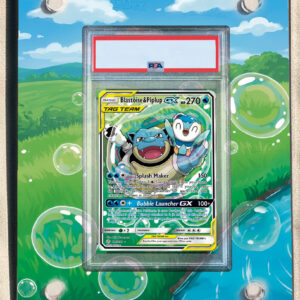 arte expandida tcg Blastoise e Piplup-GX (215/236) moldura acrilica exposicao carta Pokemon graduada