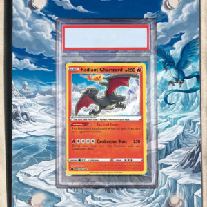 arte expandida tcg Charizard Radiante (020/159) moldura acrilica exposicao carta Pokemon graduada