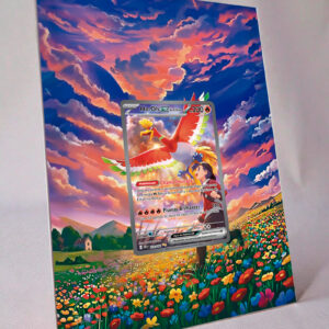 arte expandida tcg Ho-Oh ex do Ethan (230/182) moldura acrilica exposicao carta Pokemon