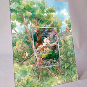 arte expandida tcg Meowth (106/094) moldura acrilica exposicao carta Pokemon