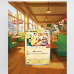 Arte expandida TCG Pikachu Burguerchucom moldura acrílica premium para exposição arte
