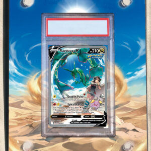 arte expandida tcg Rayquaza V (194/203) moldura acrilica exposicao carta Pokemon graduada
