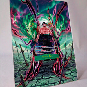 arte expandida tcg Roronoa Zoro Alternate Art moldura acrilica exposicao carta OnePiece
