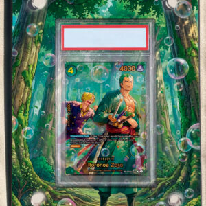 arte expandida tcg Roronoa Zoro PRB02-006 (SP) moldura acrilica exposicao carta OnePiece graduada