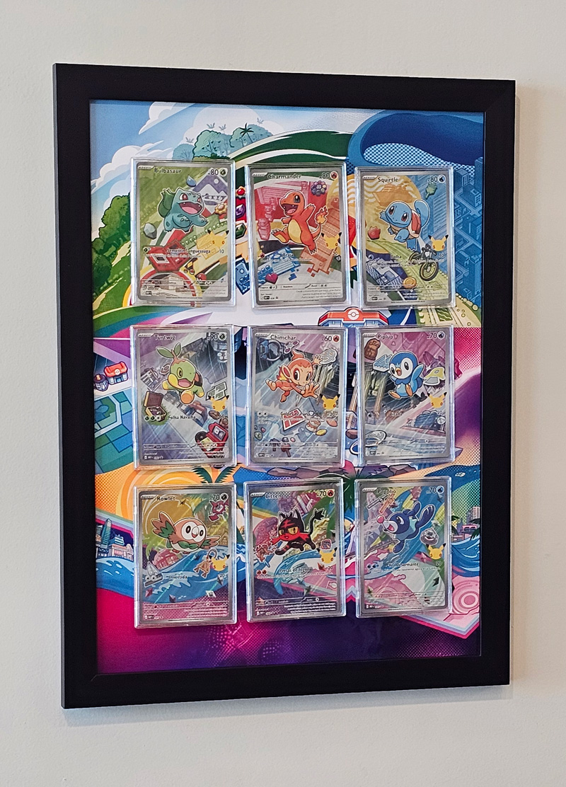 arte expandida 9 parceiros iniciais pokemon quadro com moldura de madeira