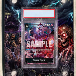 arte expandida tcg Gecko Moria Alternate Art moldura acrilica exposicao carta OnePiece graduada