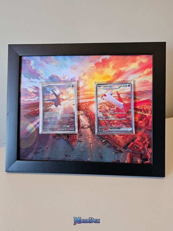 arte expandida latios e latias quadro duplo com moldura de madeira