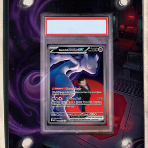 arte expandida tcg Mewtwo ex da Equipe Rocket (281/217) moldura acrilica exposicao carta Pokemon graduada