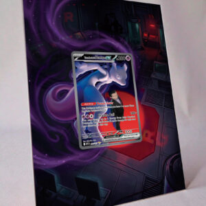 arte expandida tcg Mewtwo ex da Equipe Rocket (281/217) moldura acrilica exposicao carta Pokemon