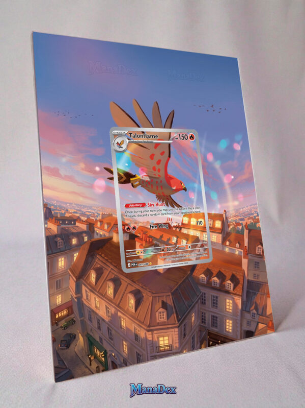 arte expandida tcg Talonflame (091/088) moldura acrilica exposicao carta Pokemon