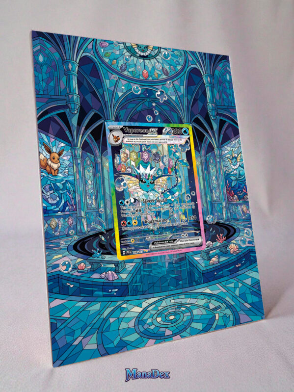 arte expandida tcg Vaporeon ex (149/131) moldura acrilica exposicao carta Pokemon