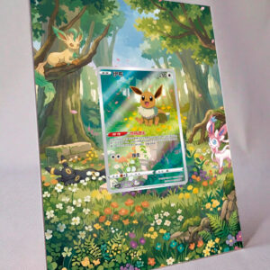 arte expandida tcg Eevee (0115-15/140) moldura acrilica exposicao carta Pokemon