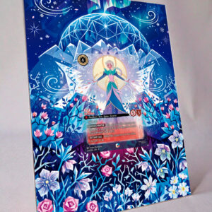 arte expandida tcg Elsa - Ice Artisan (Enchanted) moldura acrilica exposicao carta Lorcana