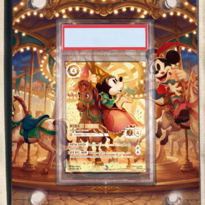 arte expandida tcg Minnie Mouse - Sweetheart Princess moldura acrilica exposicao carta Lorcana graduada