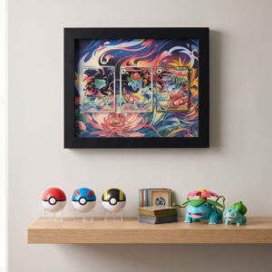 Arte Expandida de Bulbasaur, Ivysaur e Mega Venusaur ex em quadro triplo