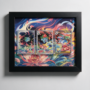 Arte Expandida de Bulbasaur, Ivysaur e Mega Venusaur ex em quadro triplo