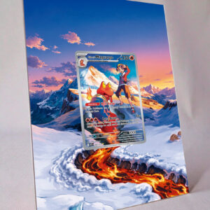 arte expandida tcg Magcargo do Ethan (222/217) moldura acrilica exposicao carta Pokemon