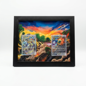 arte expandida Charizard V-ASTRO e Mewtwo V-ASTRO em quadro duplo