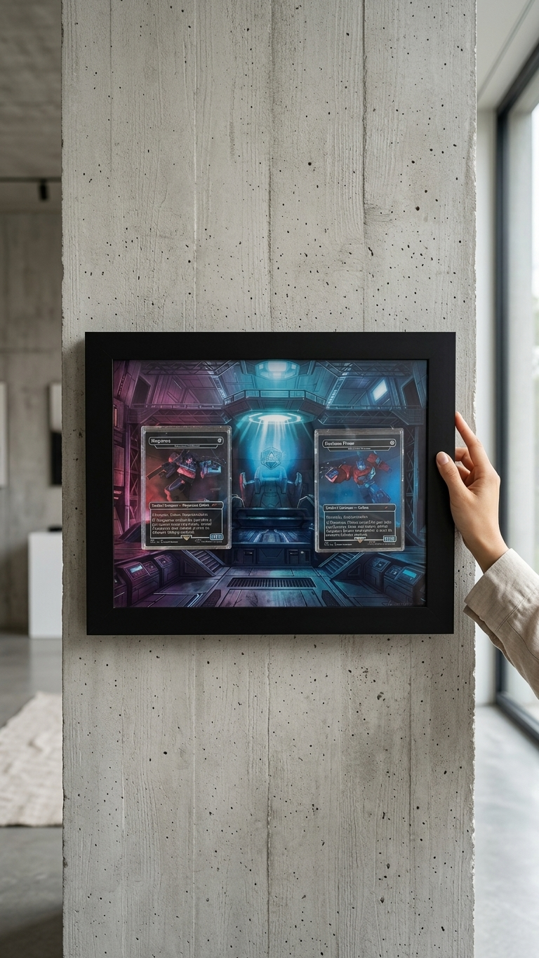 arte expandida Optimus Prime e Megatron em quadro duplo Transformers